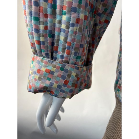 Kate Hill Plus Size Quilted Jacket Size 2X Multi Color Confetti Pattern Silk - Picture 11 of 16